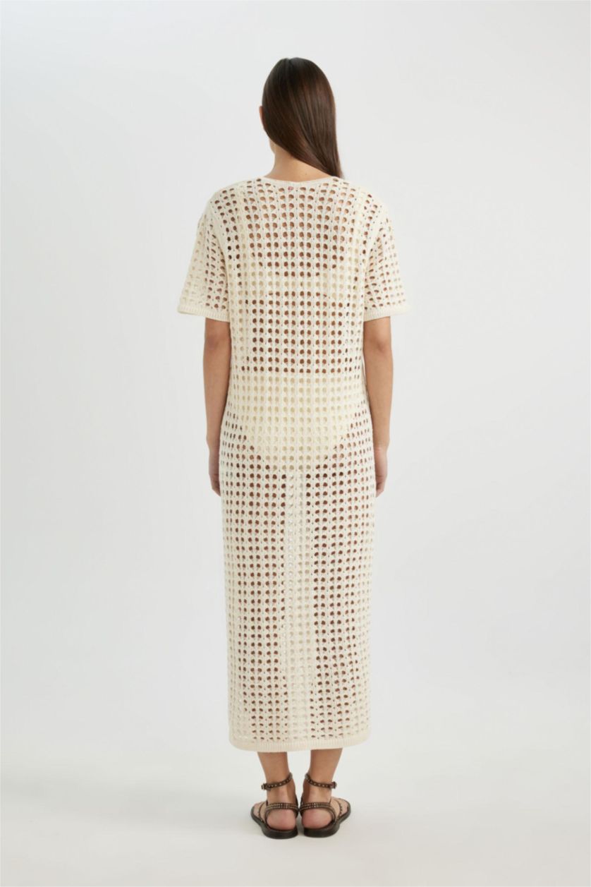 نساء بيج فاتح فستان بحر تريكو قصة عادية من Fall In Love