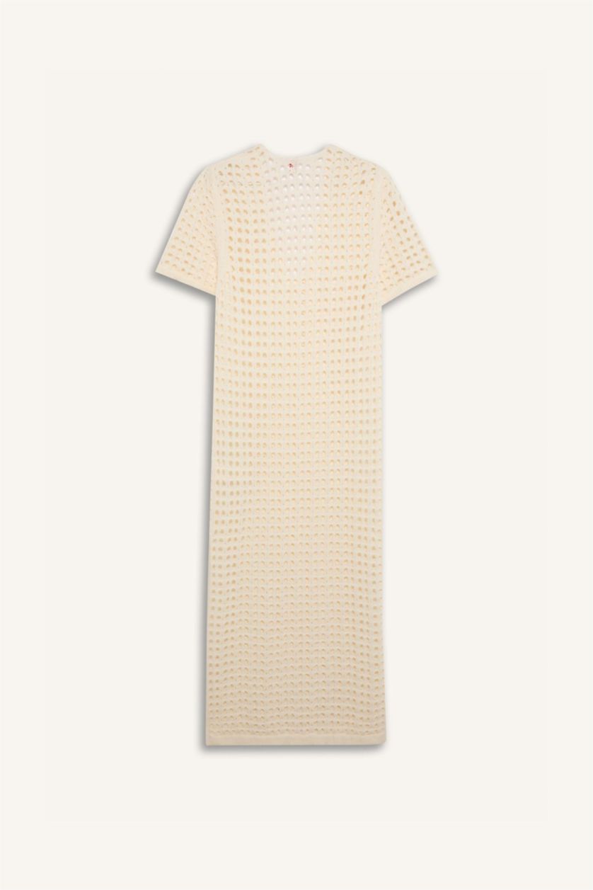 نساء بيج فاتح فستان بحر تريكو قصة عادية من Fall In Love