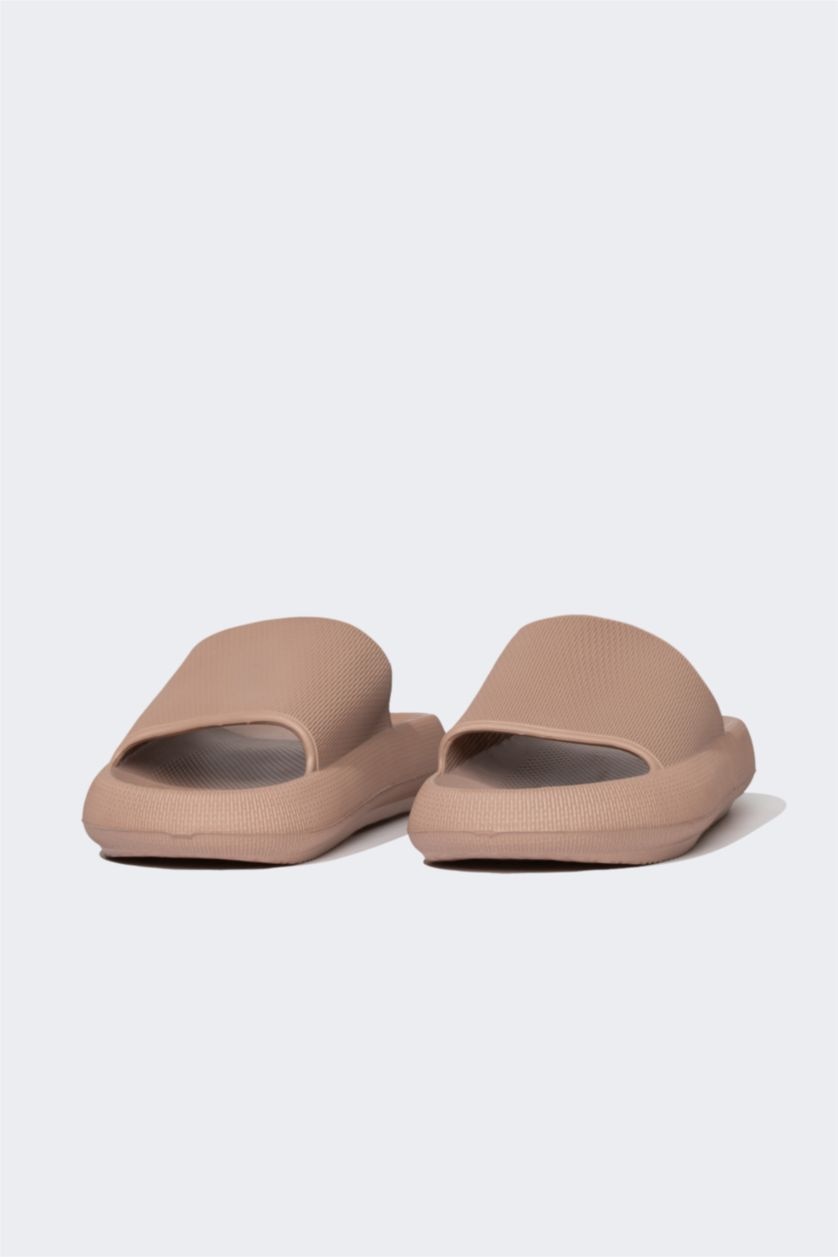 WOMAN Dark Beige Woman High Sole Slip On Plastic Slippers