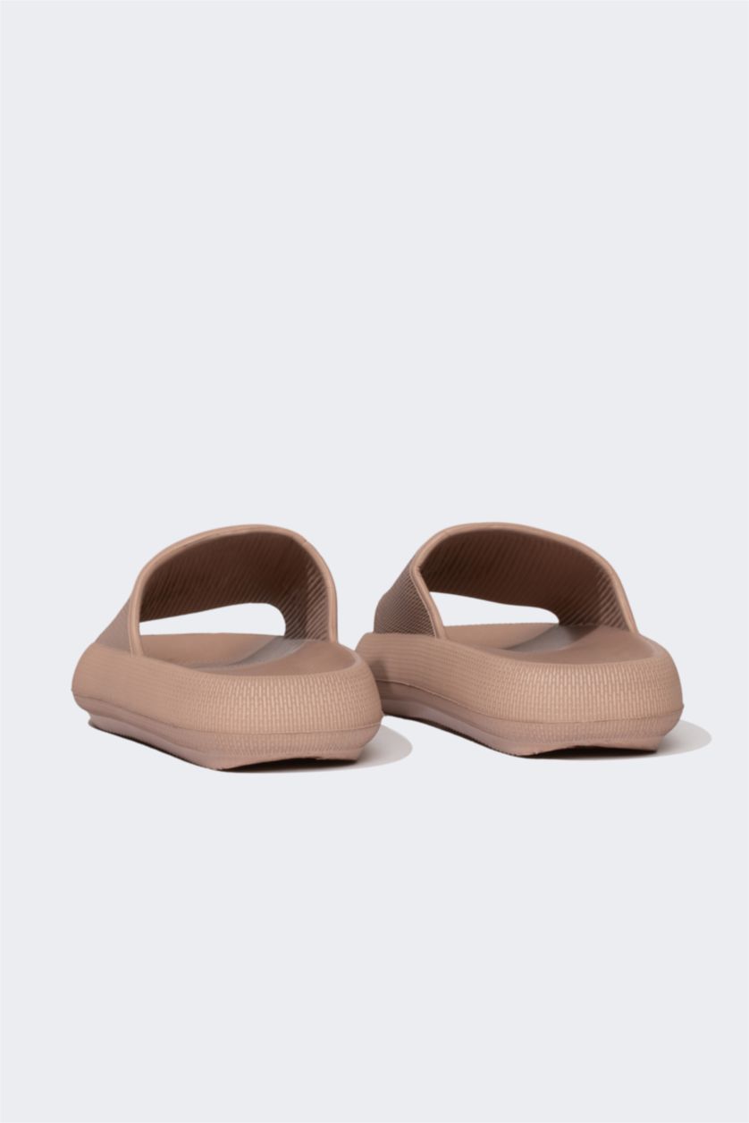 WOMAN Dark Beige Woman High Sole Slip On Plastic Slippers