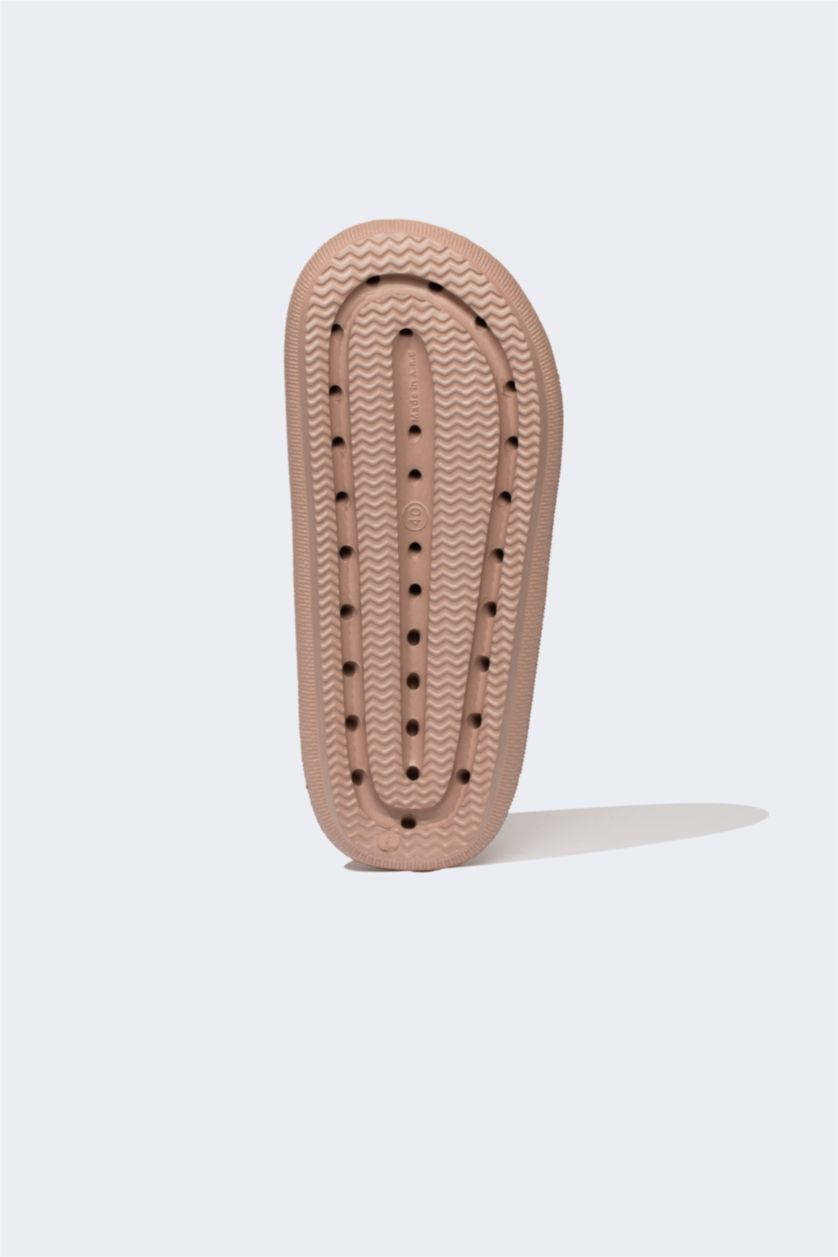 WOMAN Dark Beige Woman High Sole Slip On Plastic Slippers