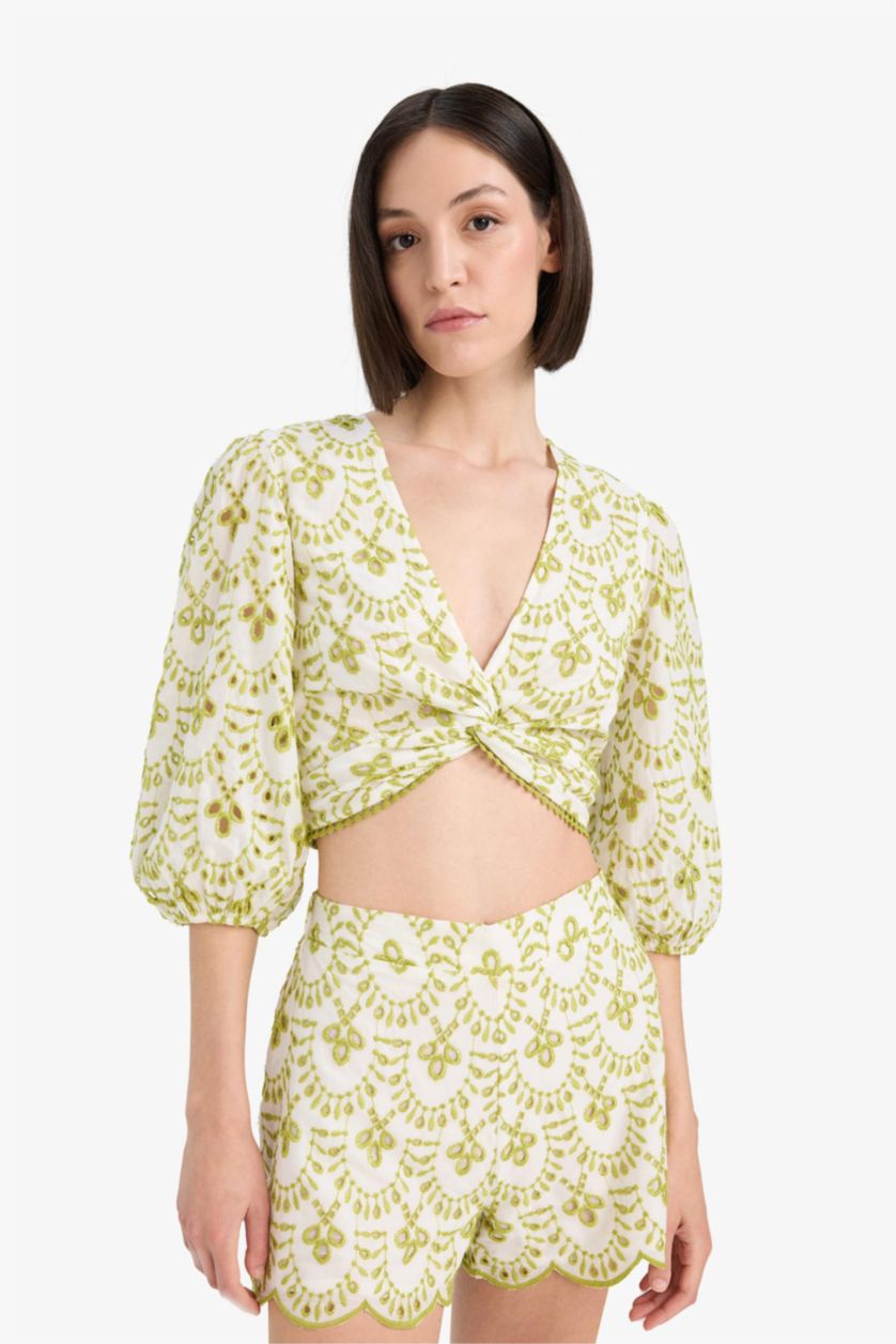 WOMAN Ecru V-Neck Ribana Tank Top