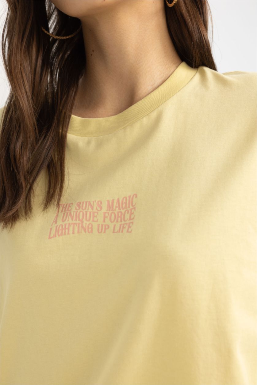 FEMME Jaune Clair T-shirt à manches courtes Coupe Oversize