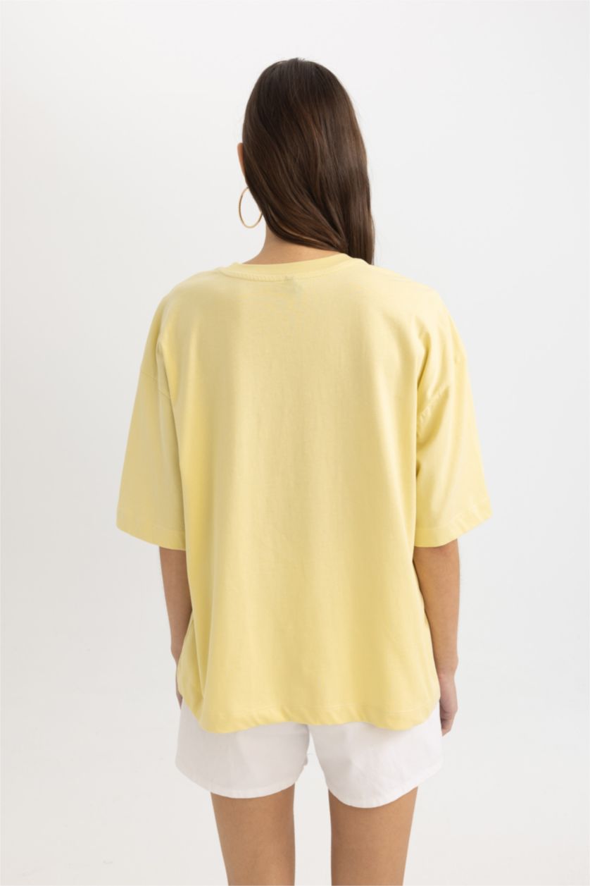 FEMME Jaune Clair T-shirt à manches courtes Coupe Oversize