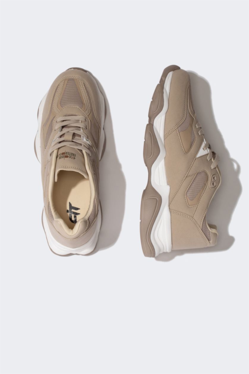 رجال بيج غامق حذاء رياضي رجالي برباط بكعب سميك