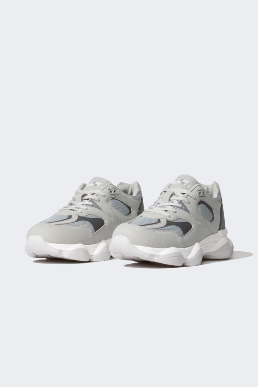 رجال رمادي حذاء رياضي رجالي برباط بكعب سميك