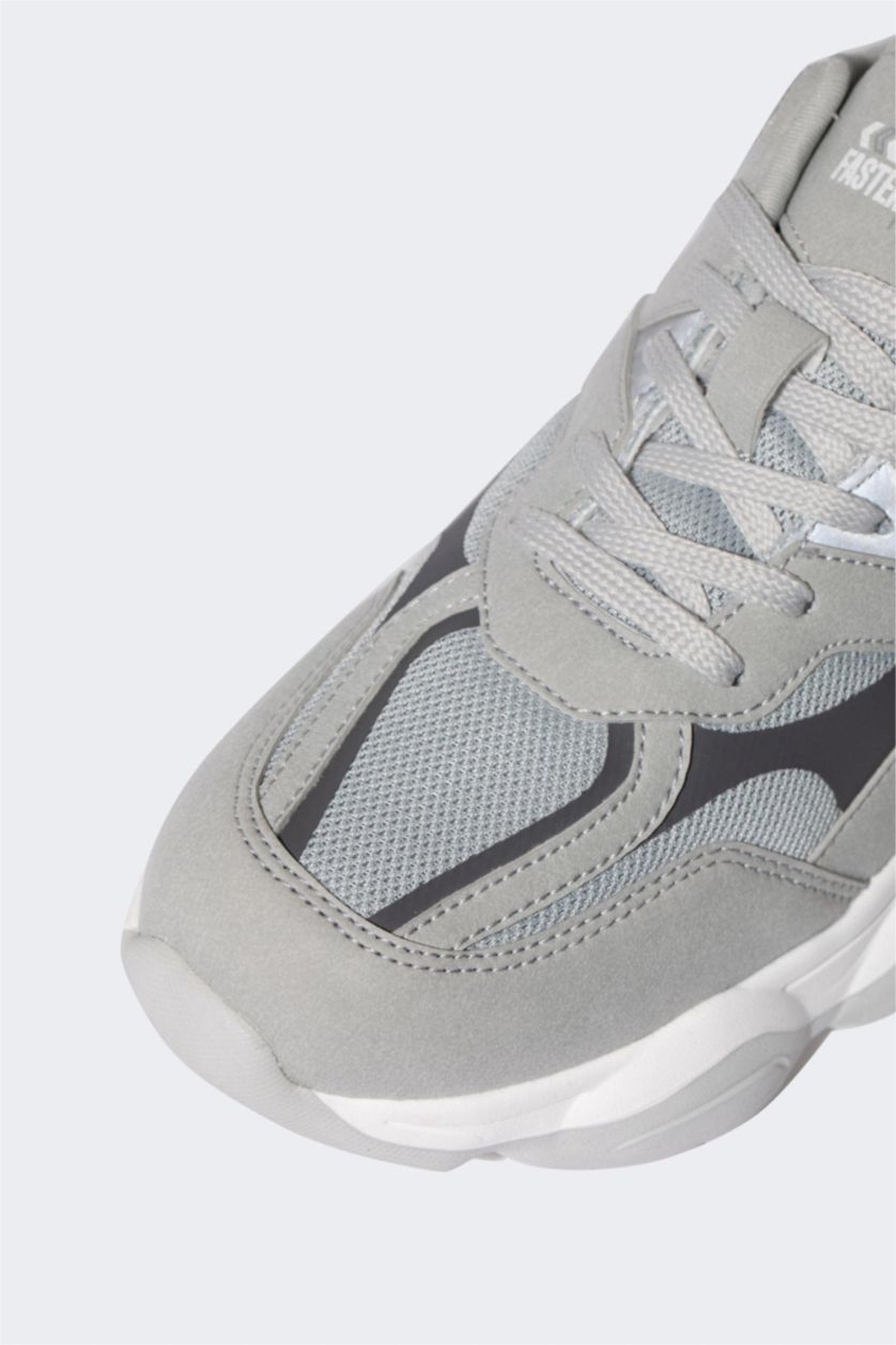 رجال رمادي حذاء رياضي رجالي برباط بكعب سميك