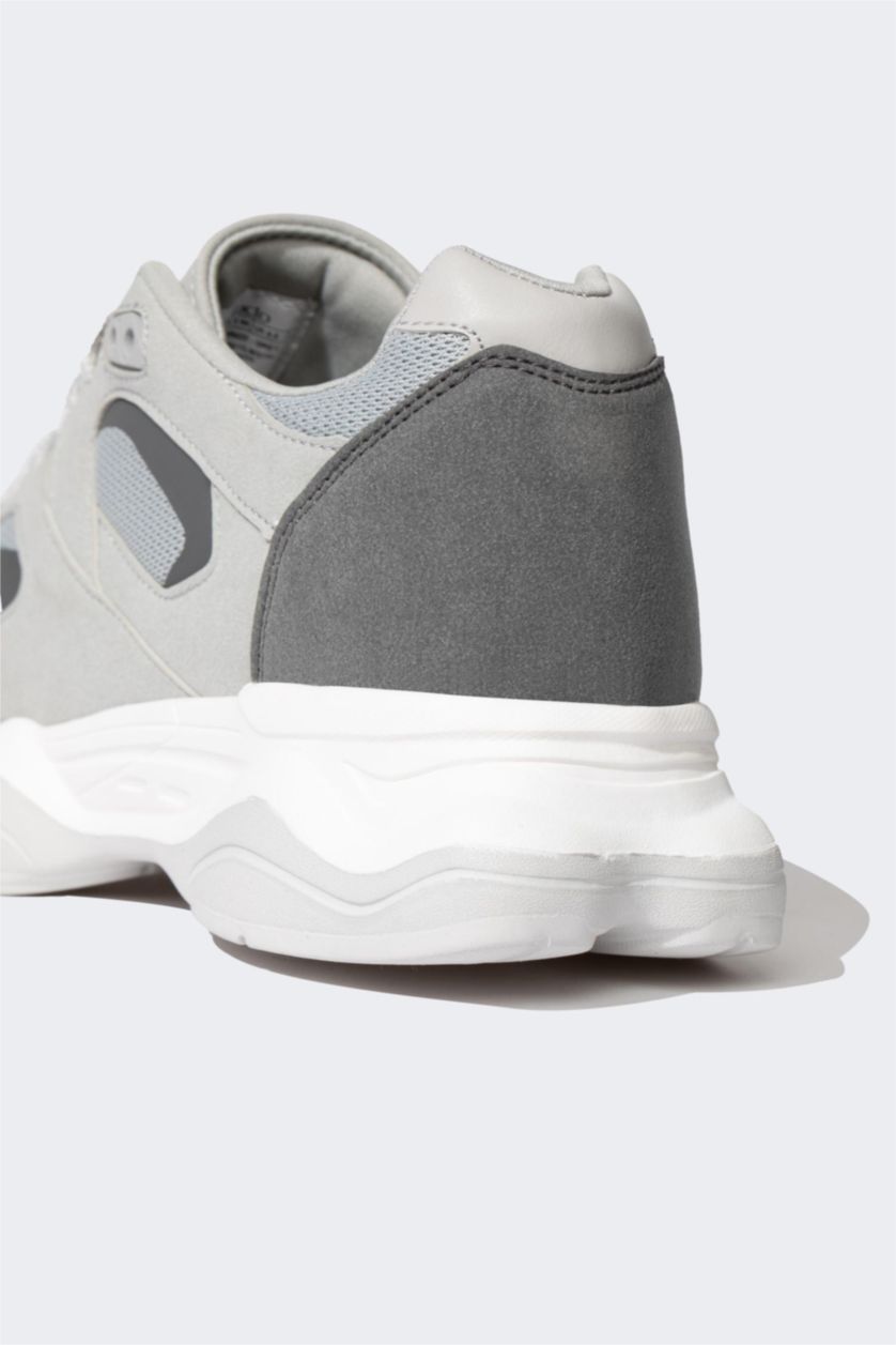 رجال رمادي حذاء رياضي رجالي برباط بكعب سميك