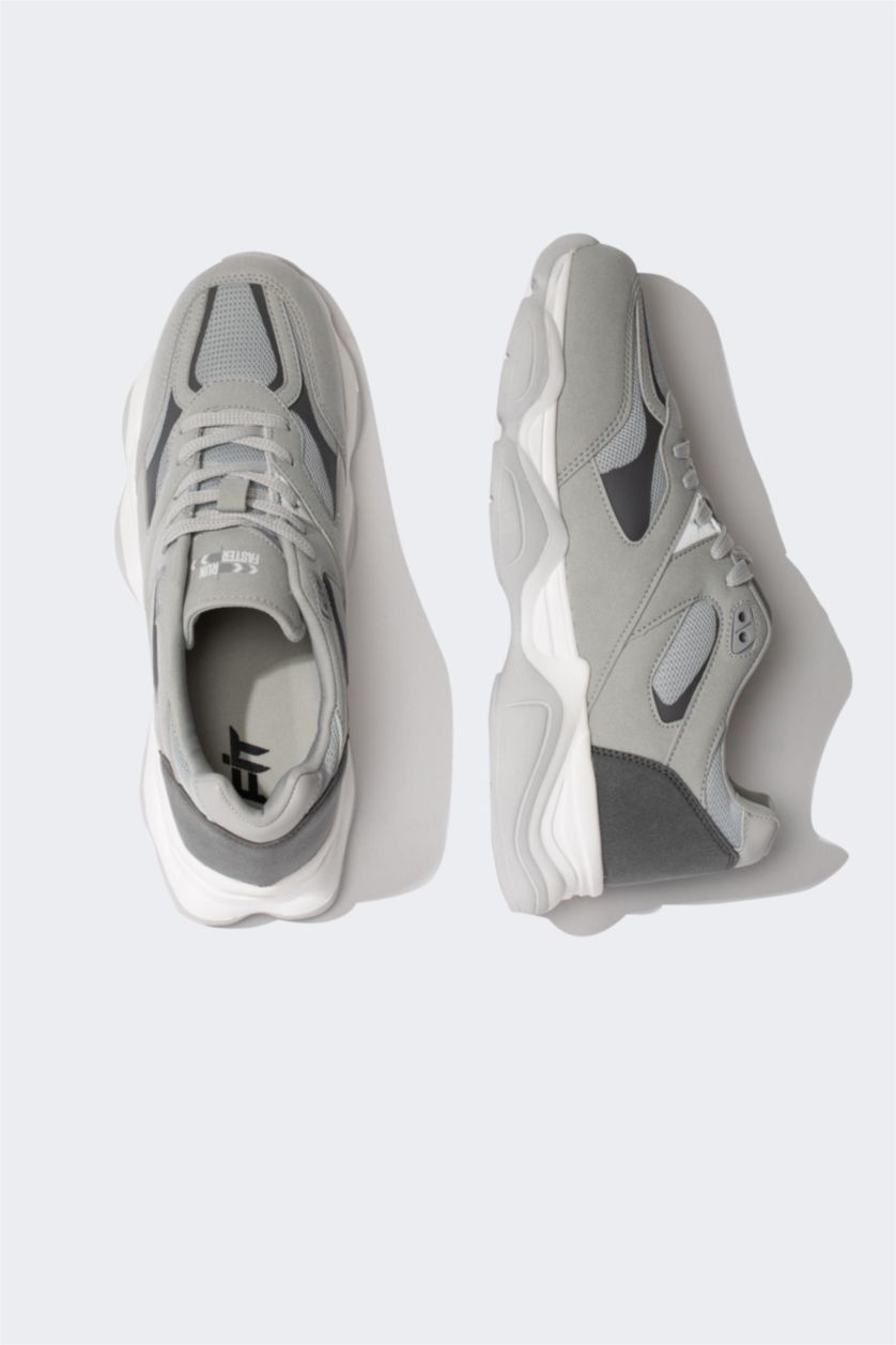 رجال رمادي حذاء رياضي رجالي برباط بكعب سميك
