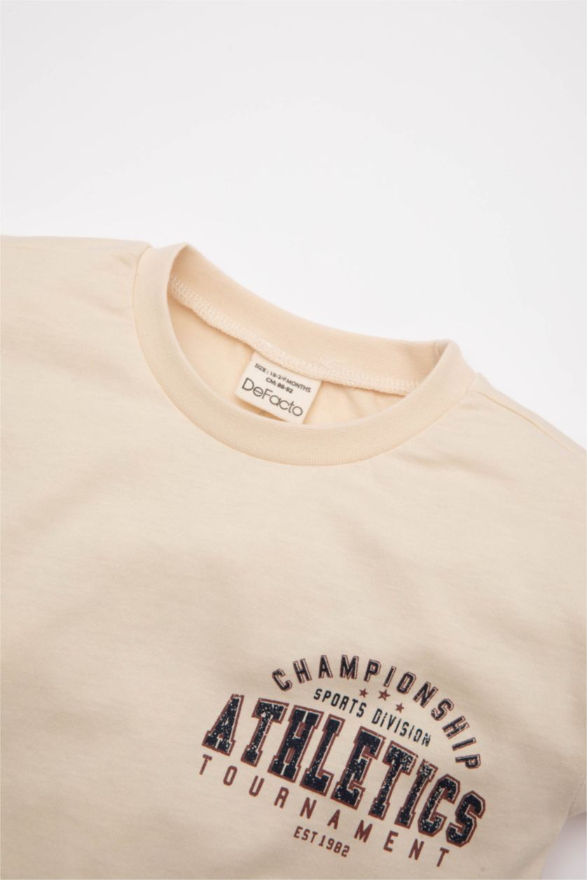 BÉBÉ GARÇON Beige Clair Ensemble de T-Shirt Manches Courtes et Short pour Bébé Garçon