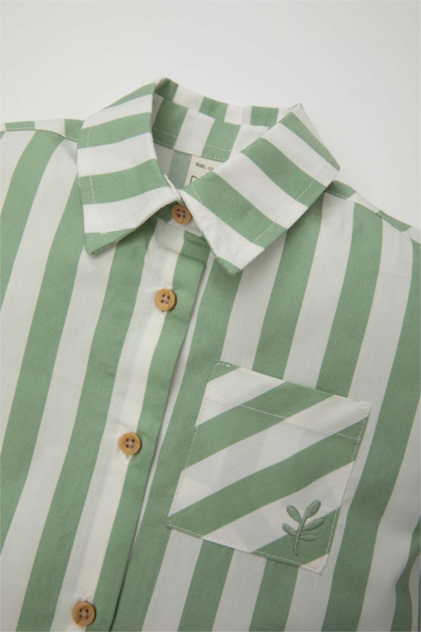 طفل صغير أبيض سيت ولادي مخطط شورت وقميص - قطعتين