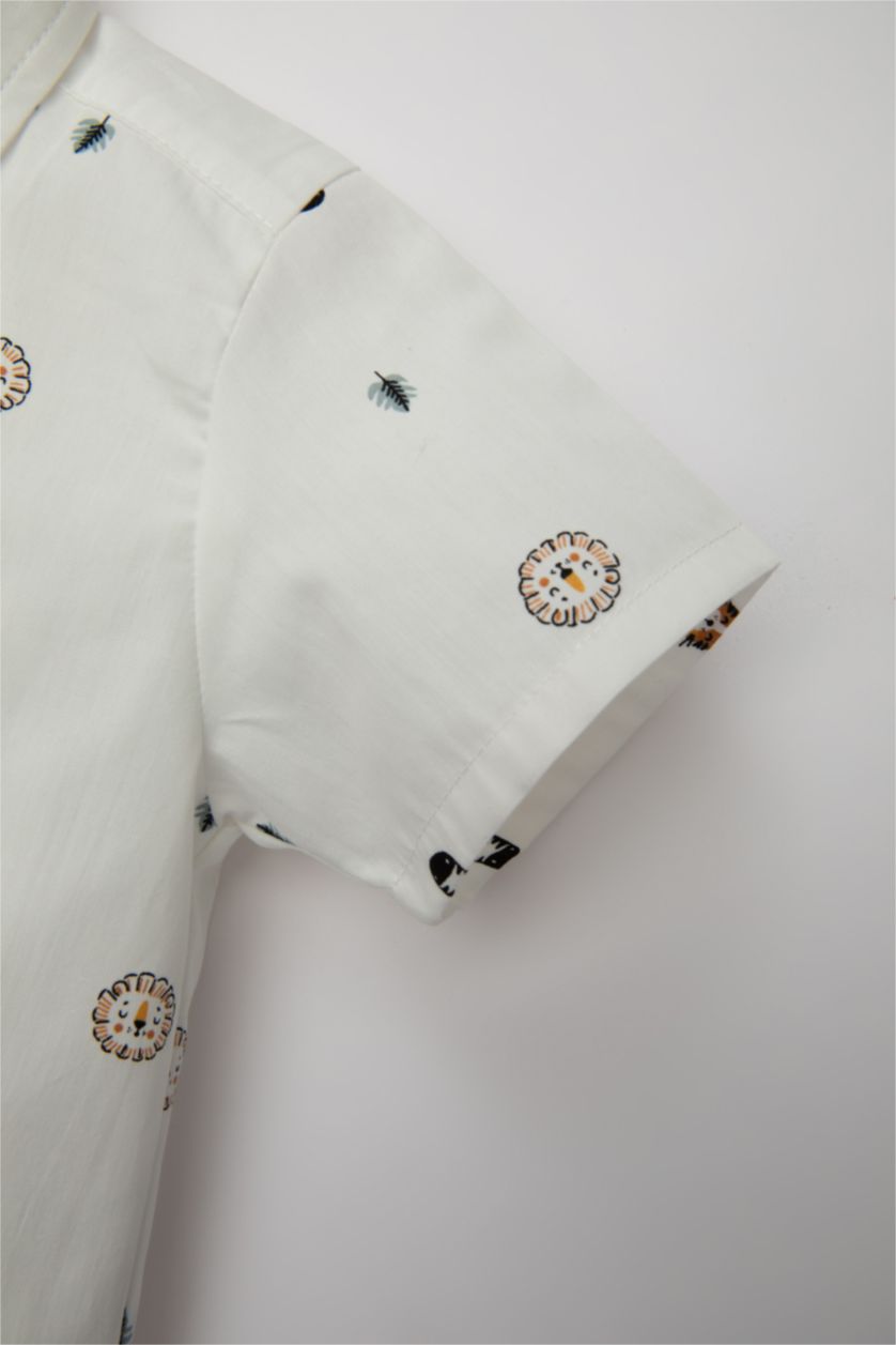 طفل صغير أبيض طقم بيبي اولادي شورت وقميص بوبلين قصة عادية - قطعتين