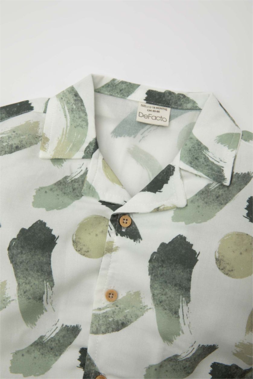 BÉBÉ GARÇON Blanc Ensemble de chemise à manches courtes en popeline imprimée et short pour bébé garçon