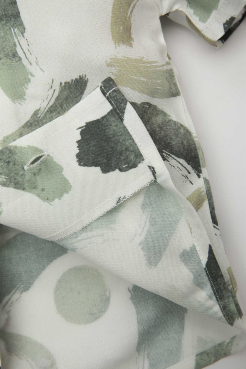 BÉBÉ GARÇON Blanc Ensemble de chemise à manches courtes en popeline imprimée et short pour bébé garçon