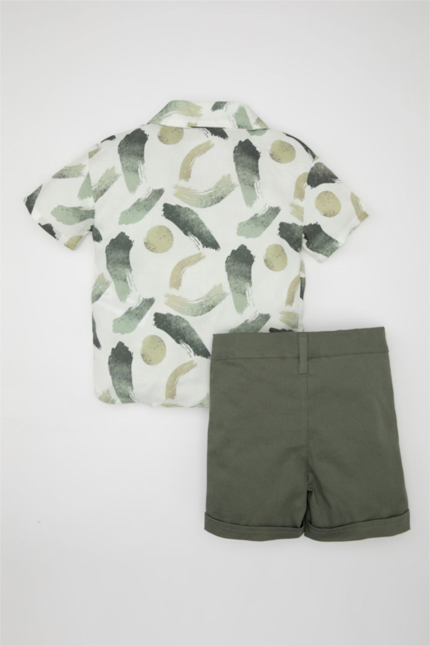 BÉBÉ GARÇON Blanc Ensemble de chemise à manches courtes en popeline imprimée et short pour bébé garçon