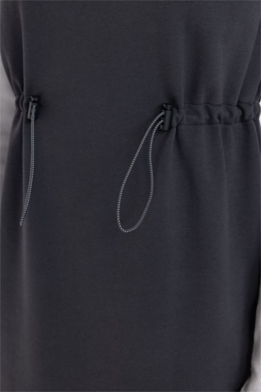 FEMME Anthracite Robe Longue en tissu Sweat-shirt fin à coupe régulière