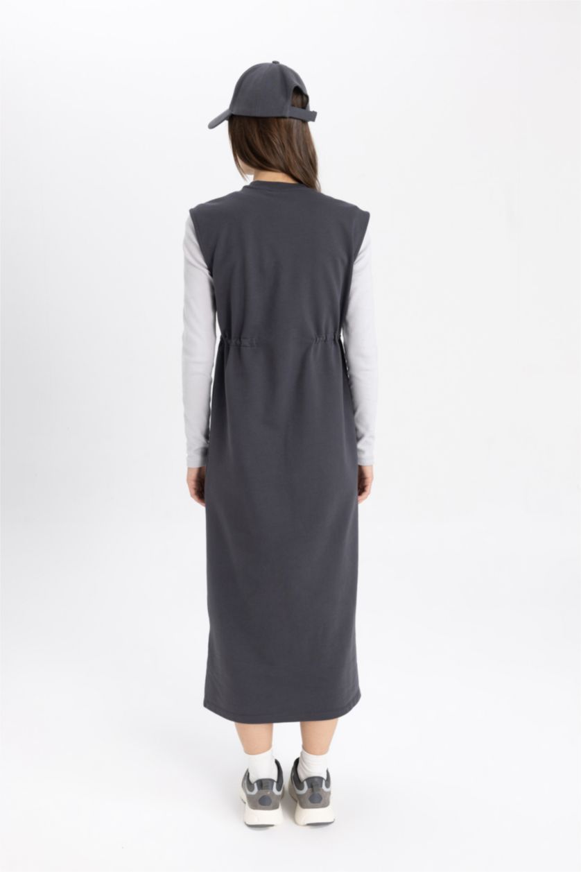 FEMME Anthracite Robe Longue en tissu Sweat-shirt fin à coupe régulière