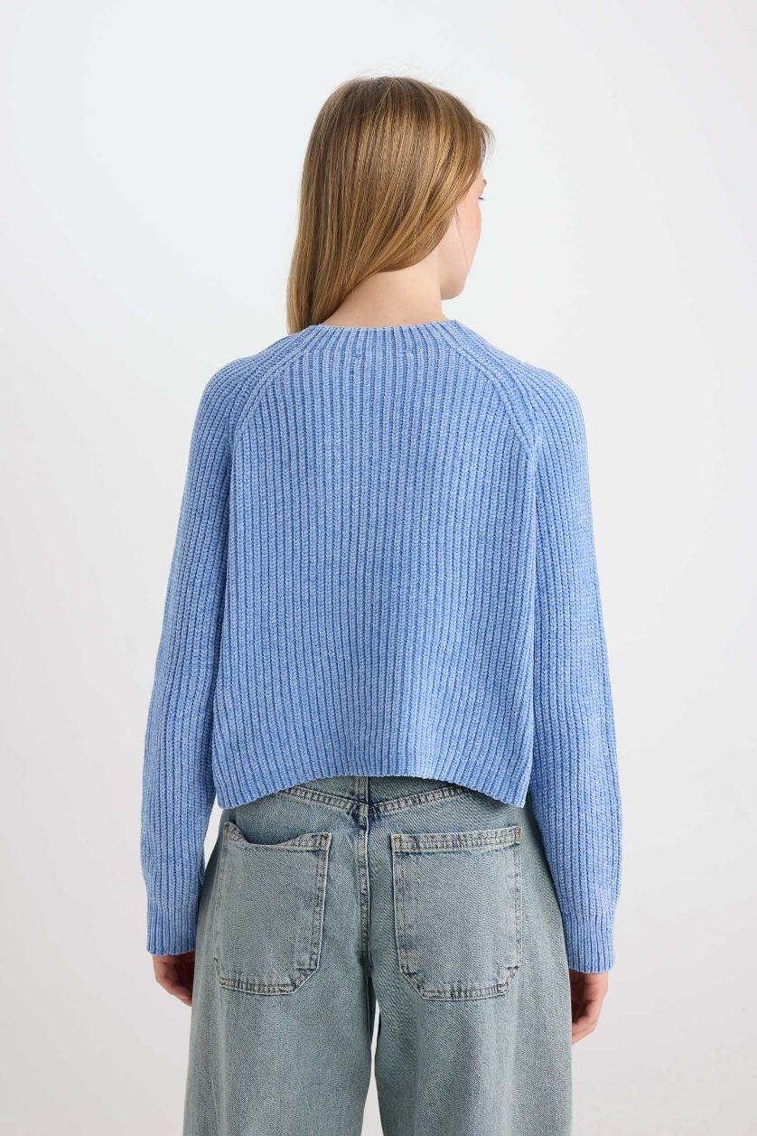 Kadın Açık Mavi Regular Fıt Yarım Balıkçı Yaka Triko Kazak