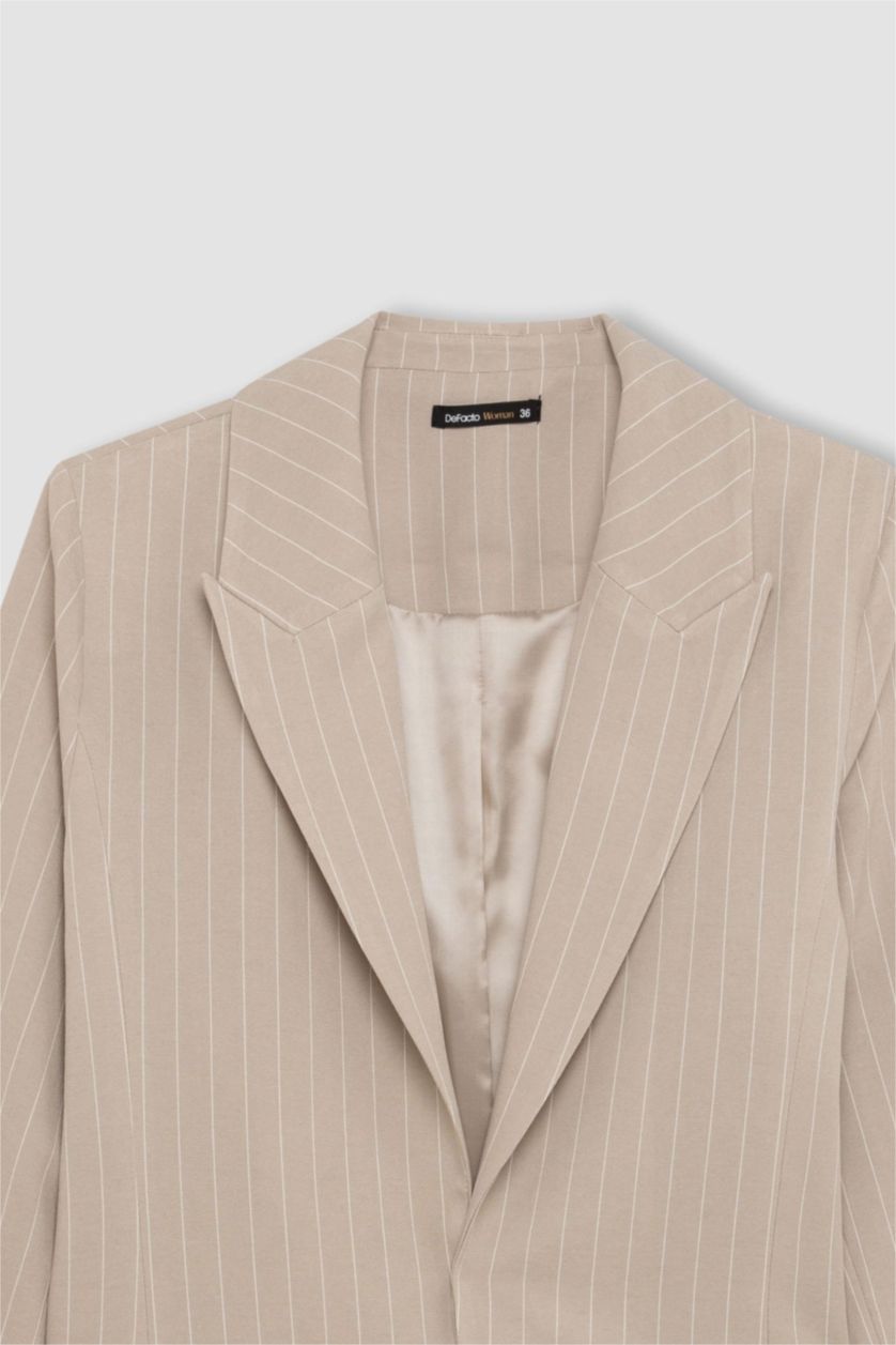 حريمي بيج جاكيت بليزر اوفر سايز مخطط ممزوج بالكتان