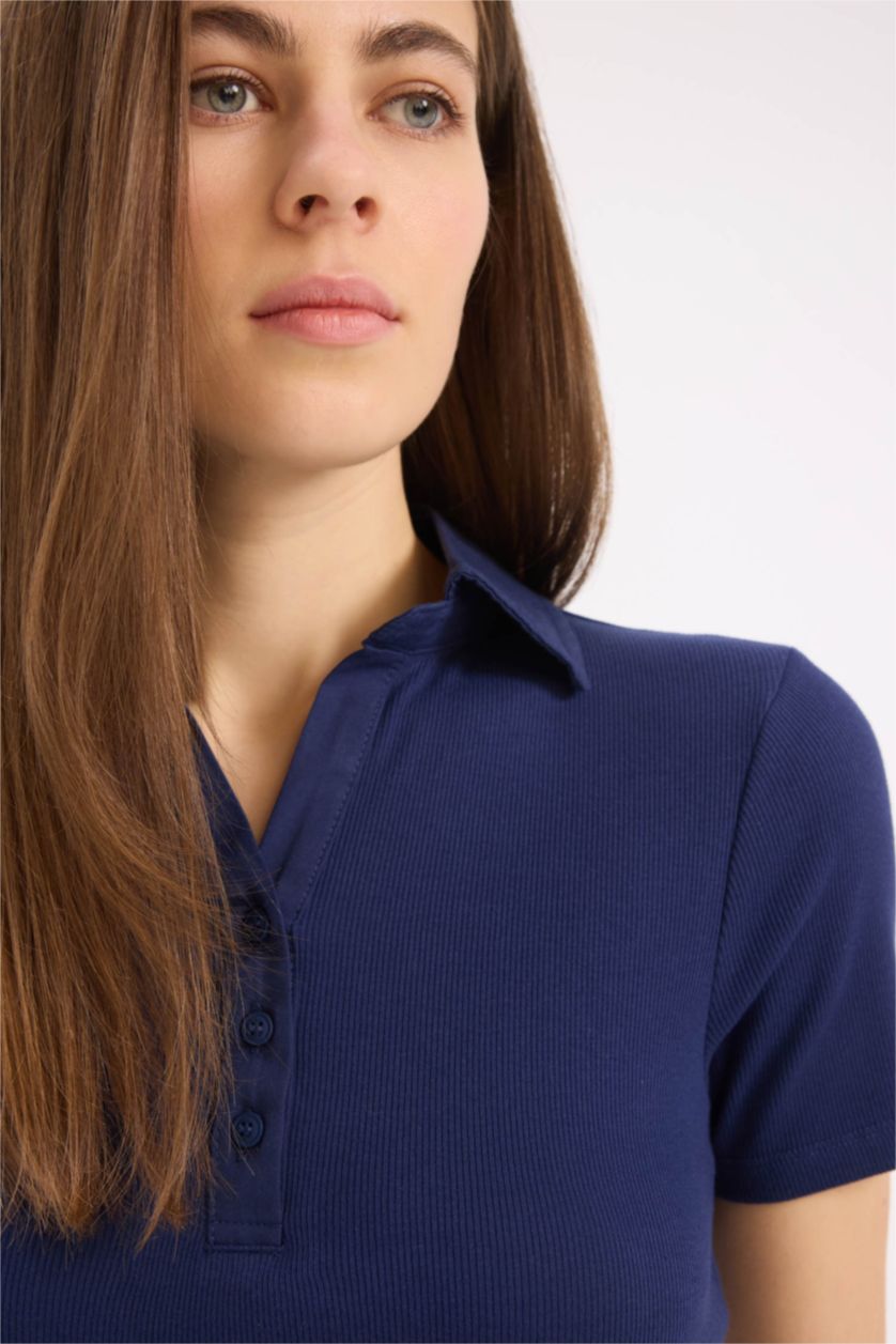 Woman NAVY Slim Fit Polo Collar Camisole Short Sleeve Polo T-Shirt