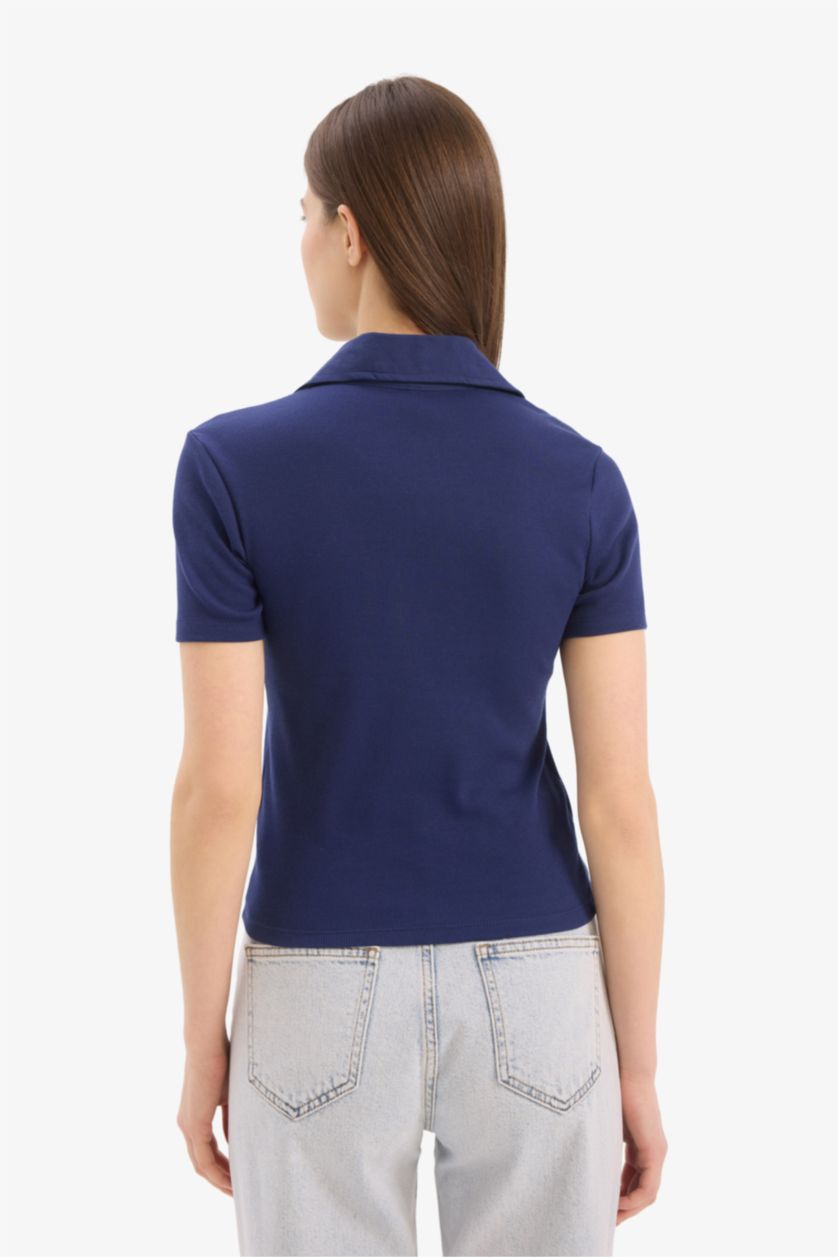 Woman NAVY Slim Fit Polo Collar Camisole Short Sleeve Polo T-Shirt