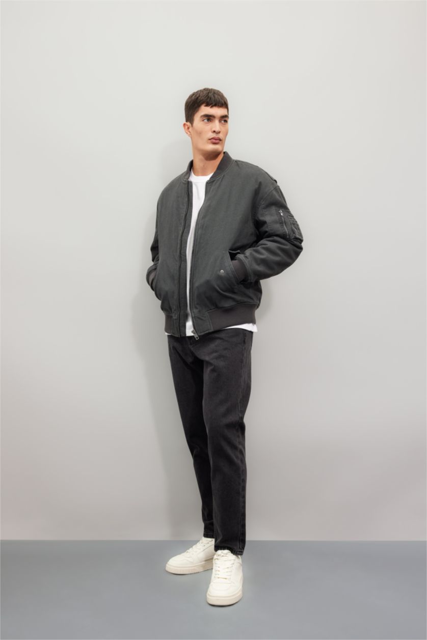 Erkek Antrasit Fermuarlı Mont