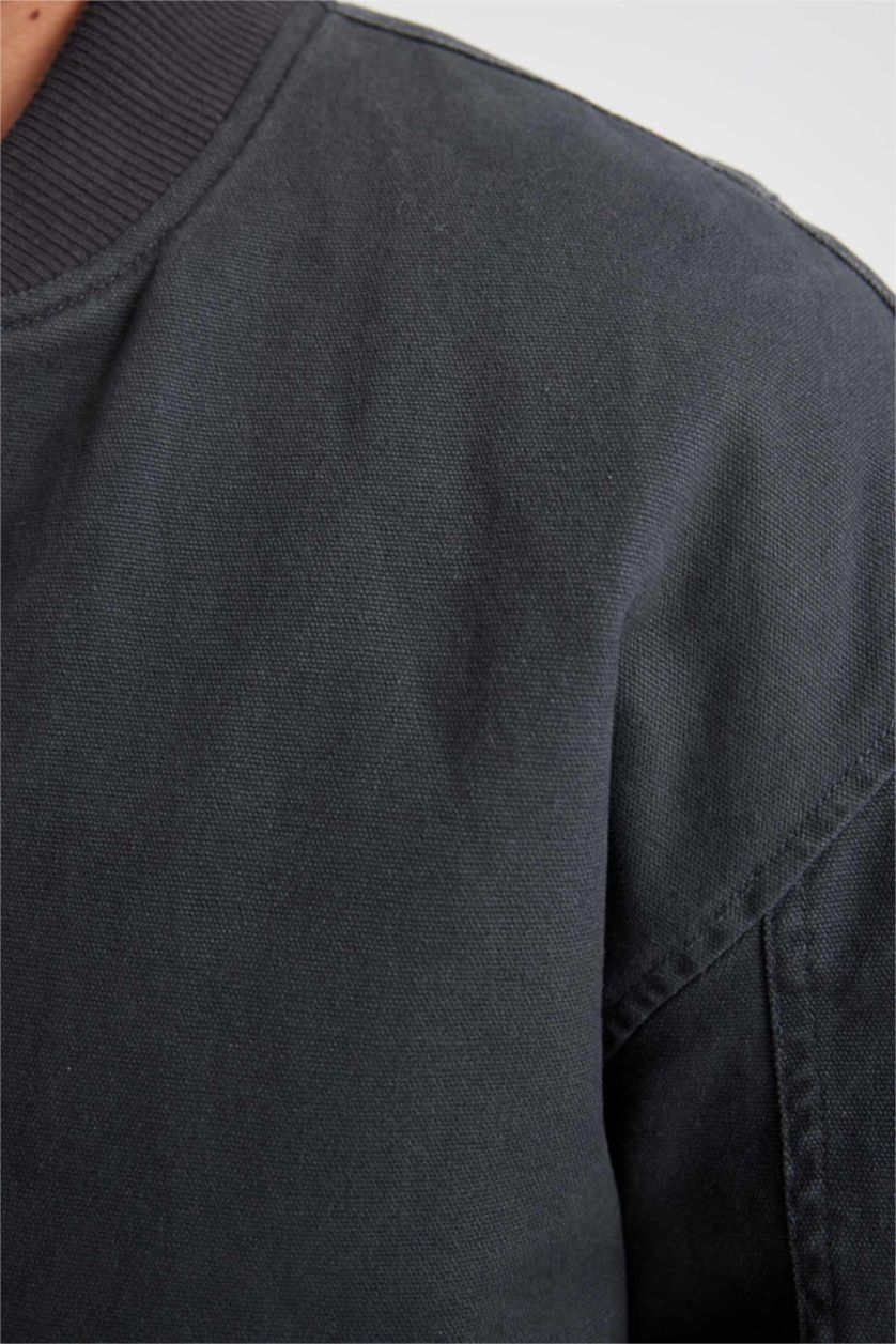 Erkek Antrasit Fermuarlı Mont