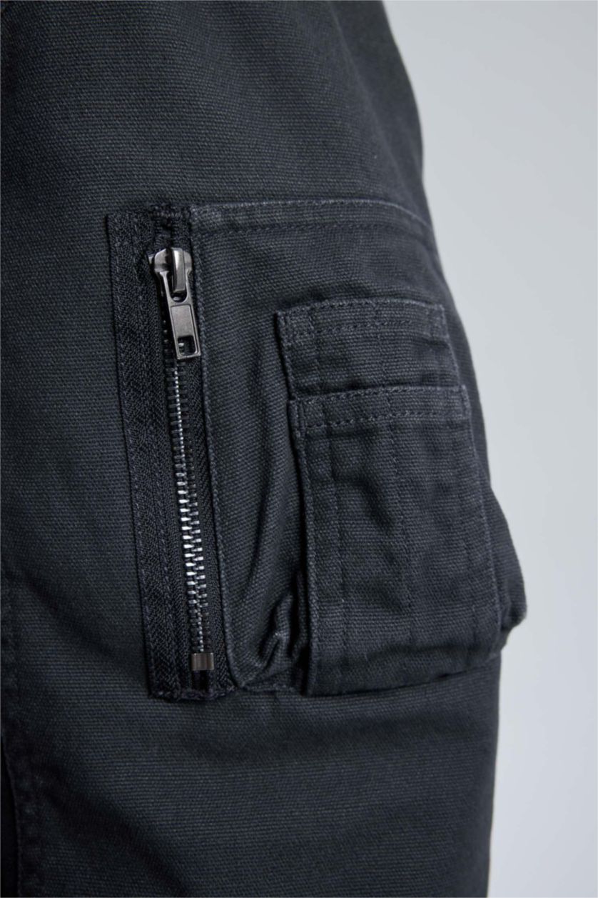 Erkek Antrasit Fermuarlı Mont