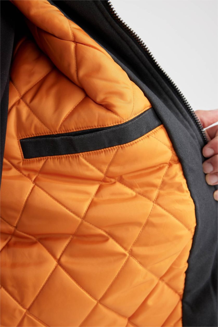 Erkek Antrasit Fermuarlı Mont