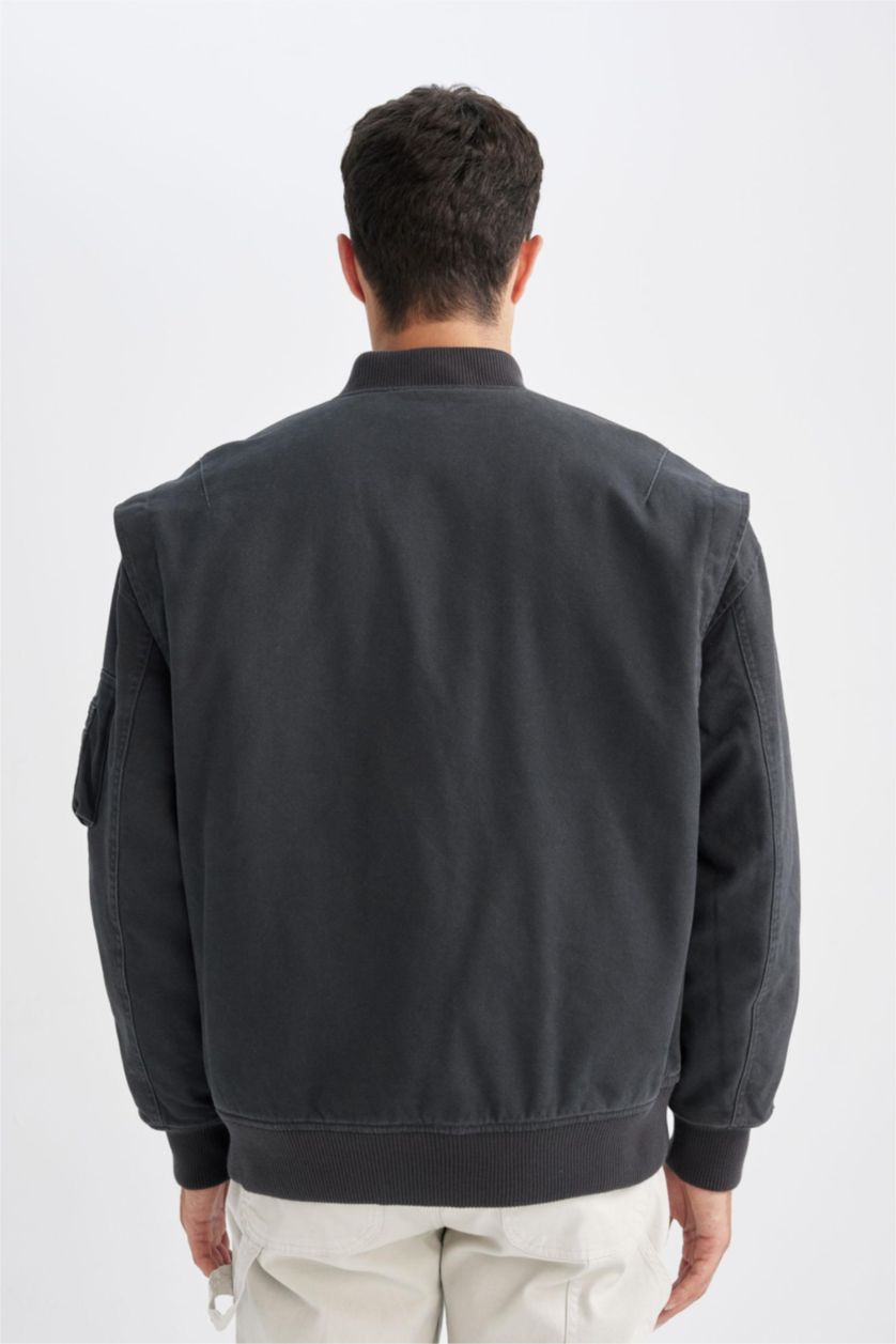 Erkek Antrasit Fermuarlı Mont