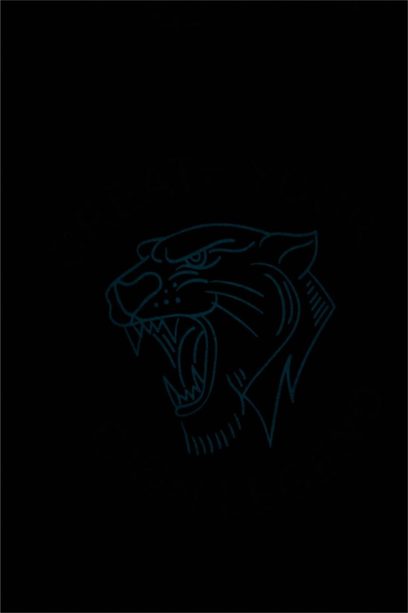 Erkek Çocuk - Genç Erkek Lacivert Erkek Çocuk Bisiklet Yaka Renk Şekil Değiştiren Baskılı Kısa Kollu Tişört