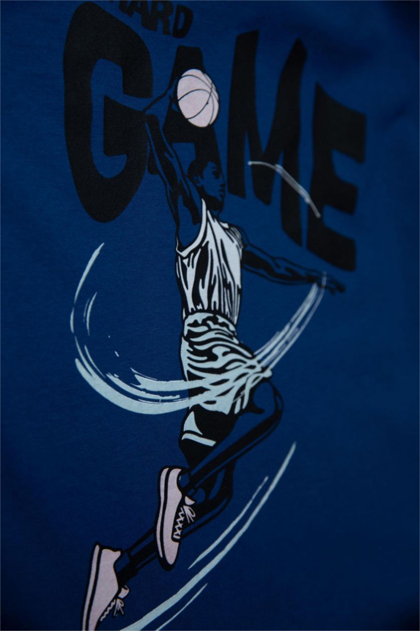 Boys & Teens Blue Boy Crew Neck Color Changing Printed T-Shirt