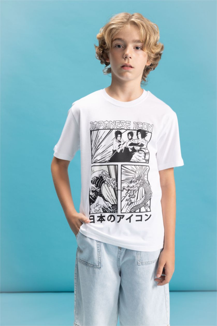 Boys & Teens White Boy Crew Neck Color Changing Printed T-Shirt
