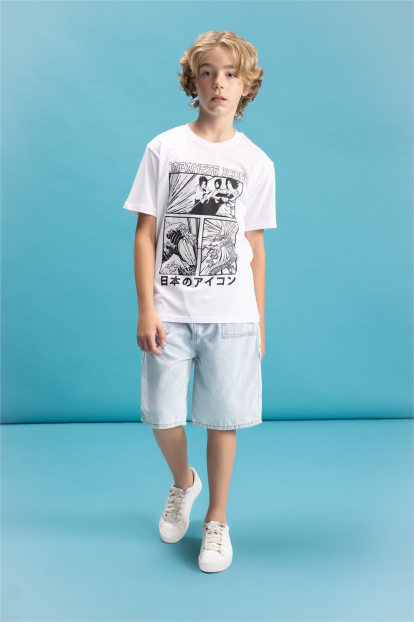 Boys & Teens White Boy Crew Neck Color Changing Printed T-Shirt