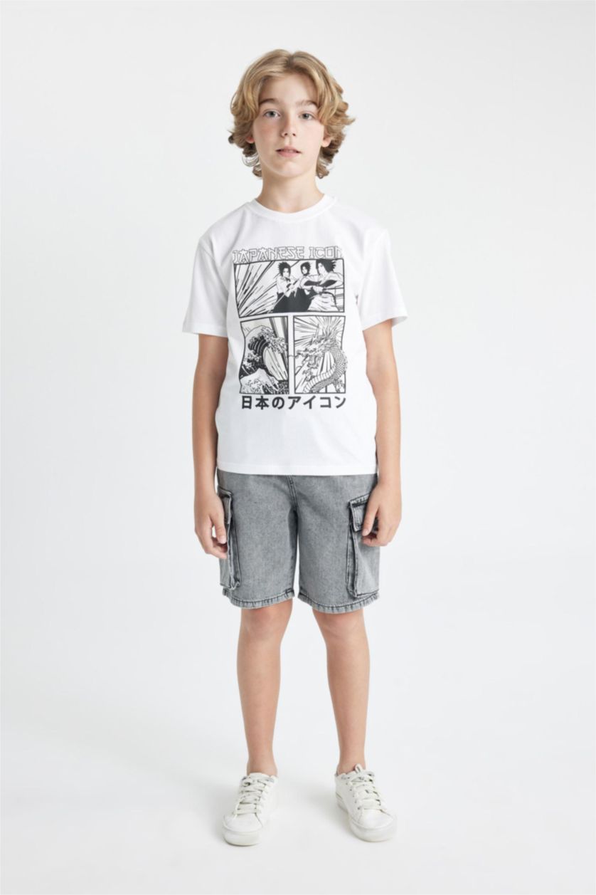 Boys & Teens White Boy Crew Neck Color Changing Printed T-Shirt
