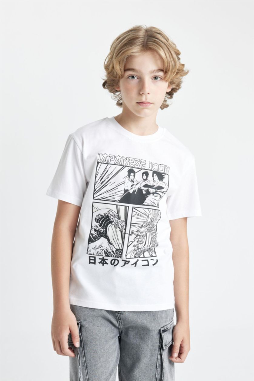 Boys & Teens White Boy Crew Neck Color Changing Printed T-Shirt