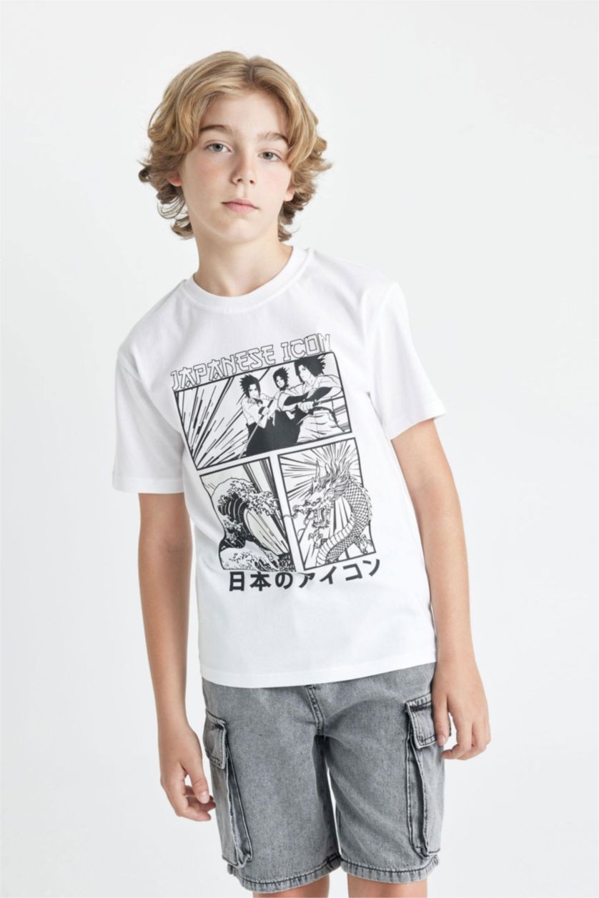Boys & Teens White Boy Crew Neck Color Changing Printed T-Shirt
