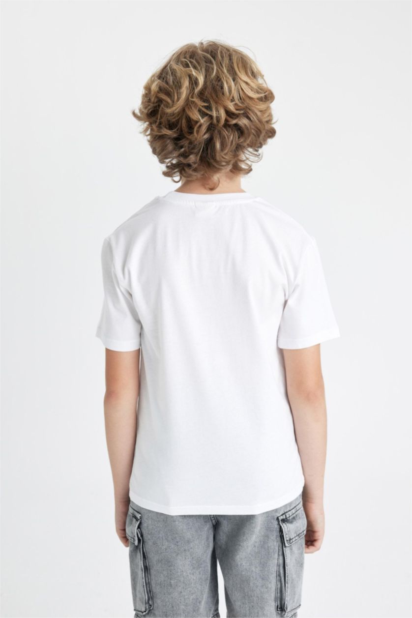 Boys & Teens White Boy Crew Neck Color Changing Printed T-Shirt
