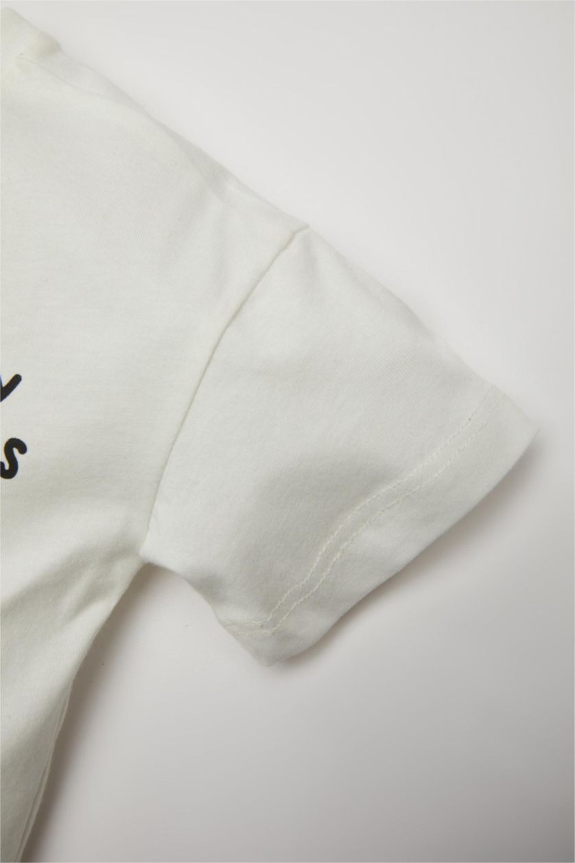 BÉBÉ GARÇON Écru T-Shirt à Manches Courtes Motif Animalier à Col Rond pour BéBé Garçon