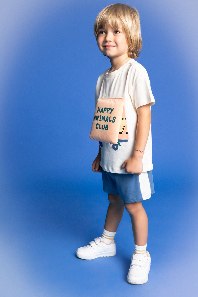 BÉBÉ GARÇON Écru T-Shirt imprimé Véhicule Manches Courtes Col Bateau pour Bébé Garçon