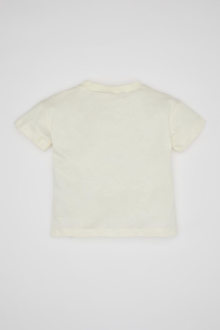 BÉBÉ GARÇON Écru T-Shirt imprimé Véhicule Manches Courtes Col Bateau pour Bébé Garçon