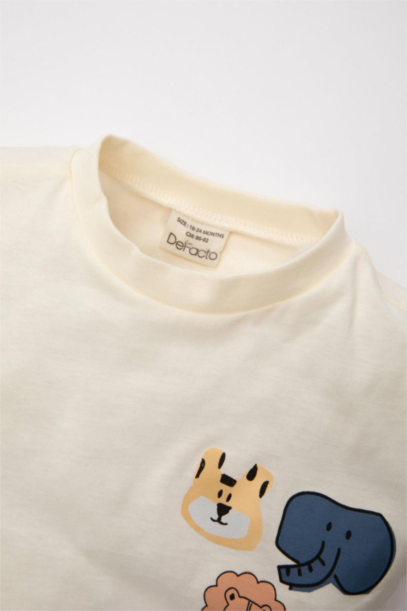 BÉBÉ GARÇON Écru Ensemble de T-Shirt Manches Courtes et Short imprimé Animal pour Bébé Garçon