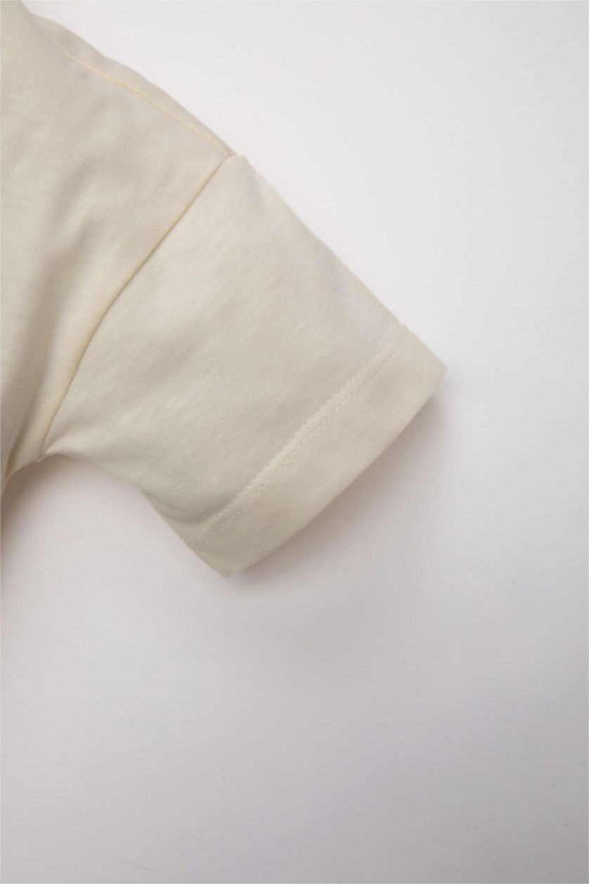 BÉBÉ GARÇON Écru Ensemble de T-Shirt Manches Courtes et Short imprimé Animal pour Bébé Garçon