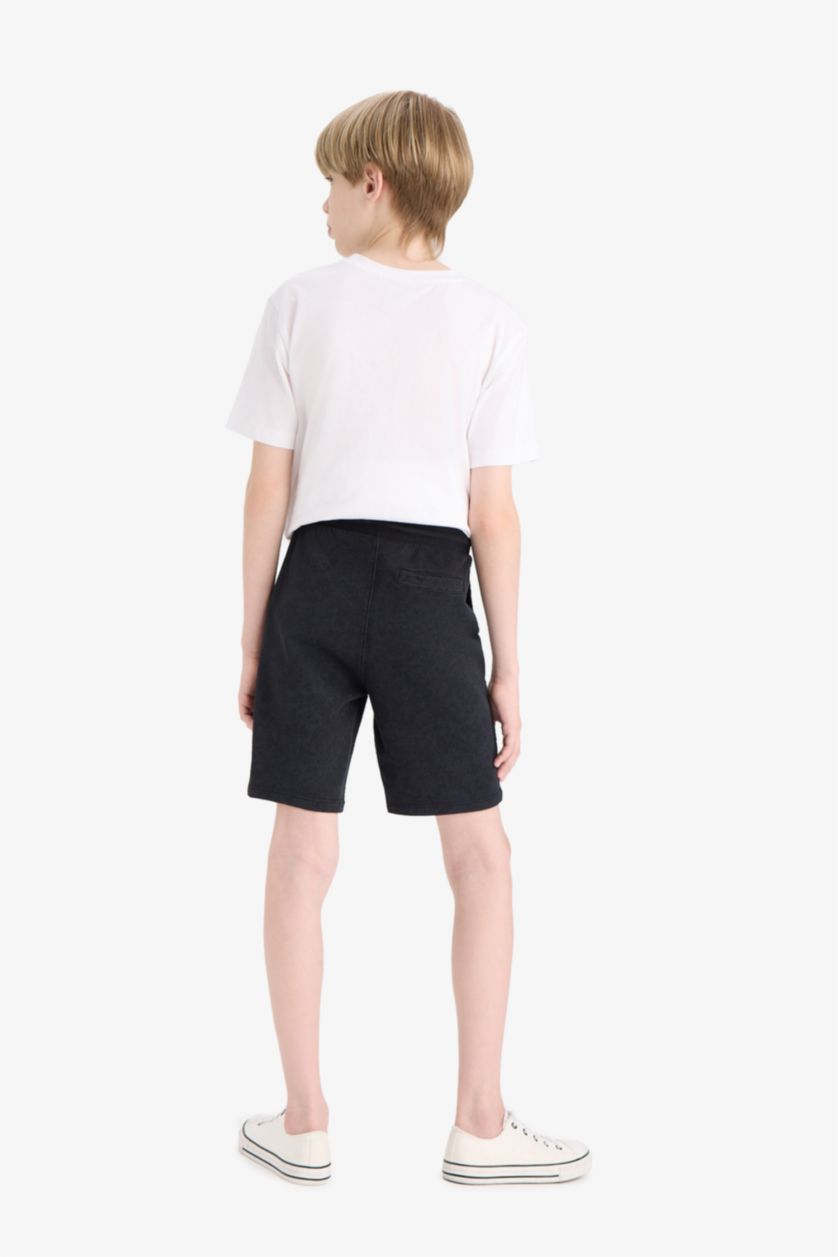 أولادي أسود شورت اولادي قماش خفيف بخصر مطاطي