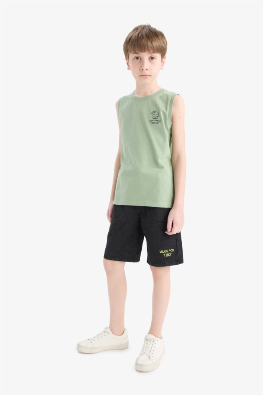 Boys & Teens Black Boy Sweatshirt Fabric Shorts