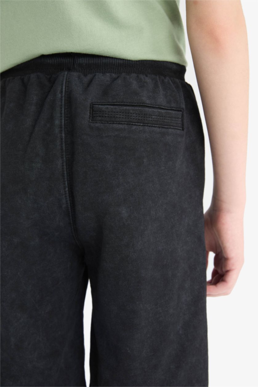 Boys & Teens Black Boy Sweatshirt Fabric Shorts