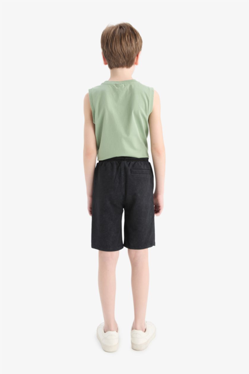 Boys & Teens Black Boy Sweatshirt Fabric Shorts