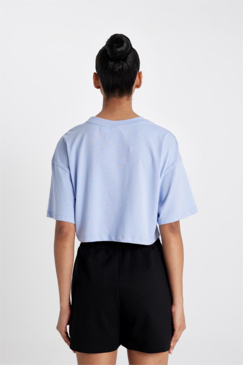 WOMAN Light Blue DeFactoFit NBA Chicago Bulls Crew Neck T-Shirt