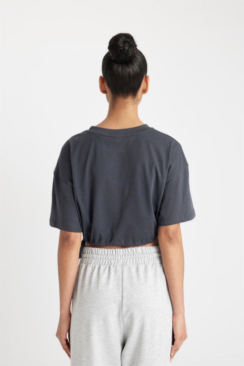 Kadın Antrasit NBA Chıcago Bulls Bisiklet Yaka Kısa Kollu Tişört