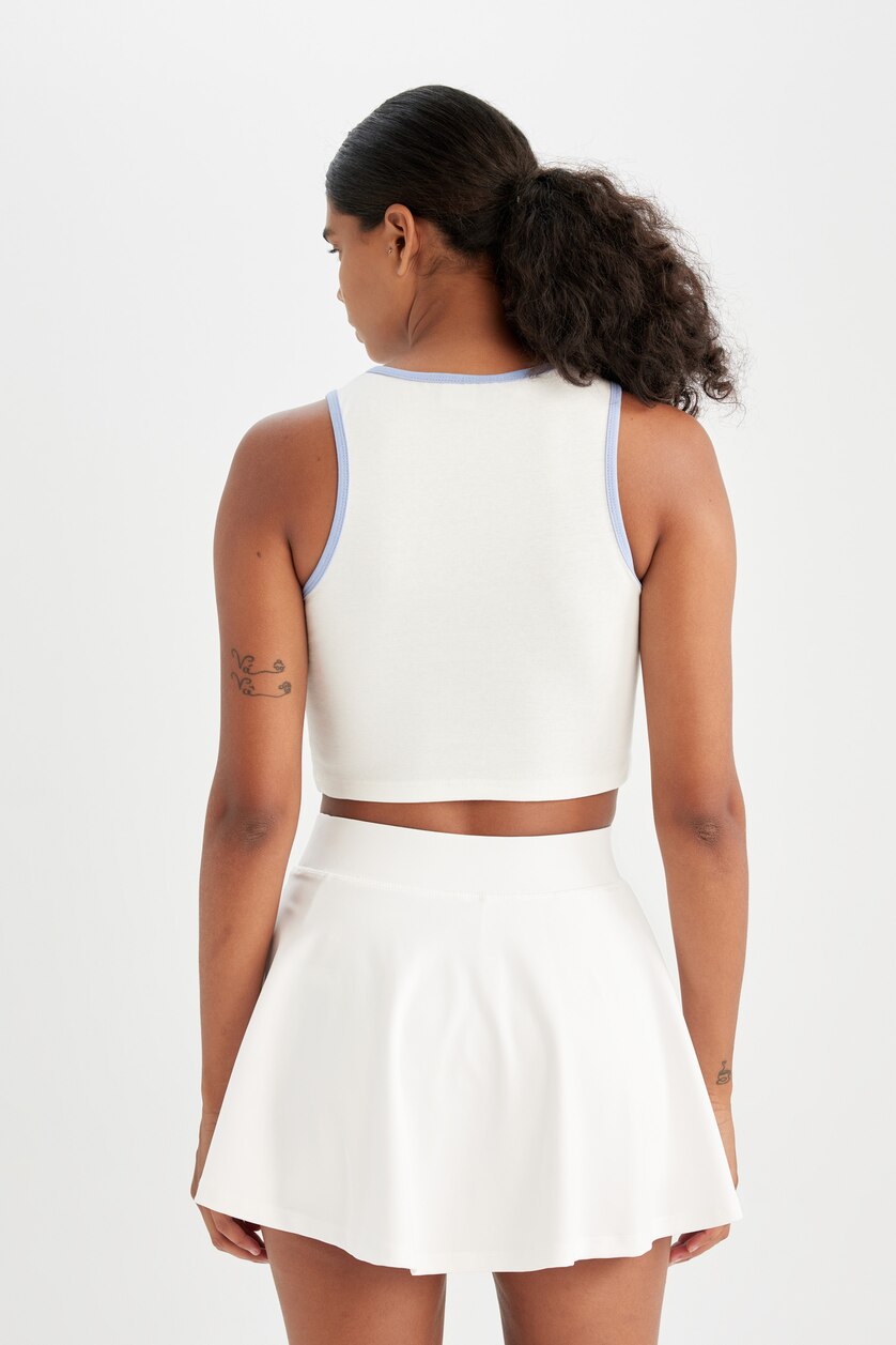 Women Ecru DeFactoFit NBA New York Knicks Ribbed Crop Top